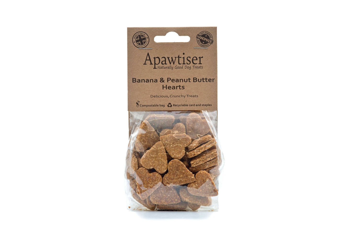 Apawtiser Naturally Good Dog Treats dog treats Wheat-Free: Banana & Peanut Butter Heart Dog Treats for Sensitive Pups