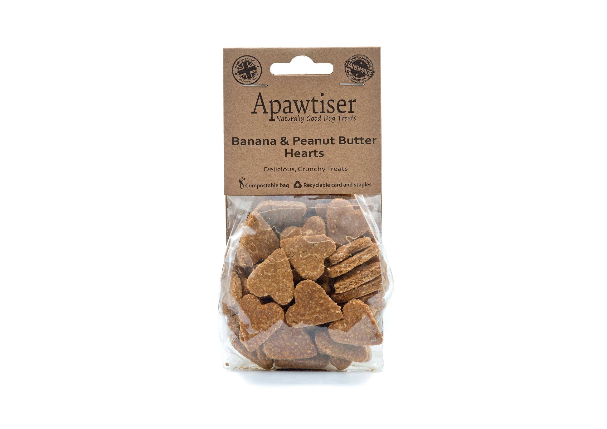 Apawtiser Naturally Good Dog Treats dog treats Wheat-Free: Banana & Peanut Butter Heart Dog Treats for Sensitive Pups