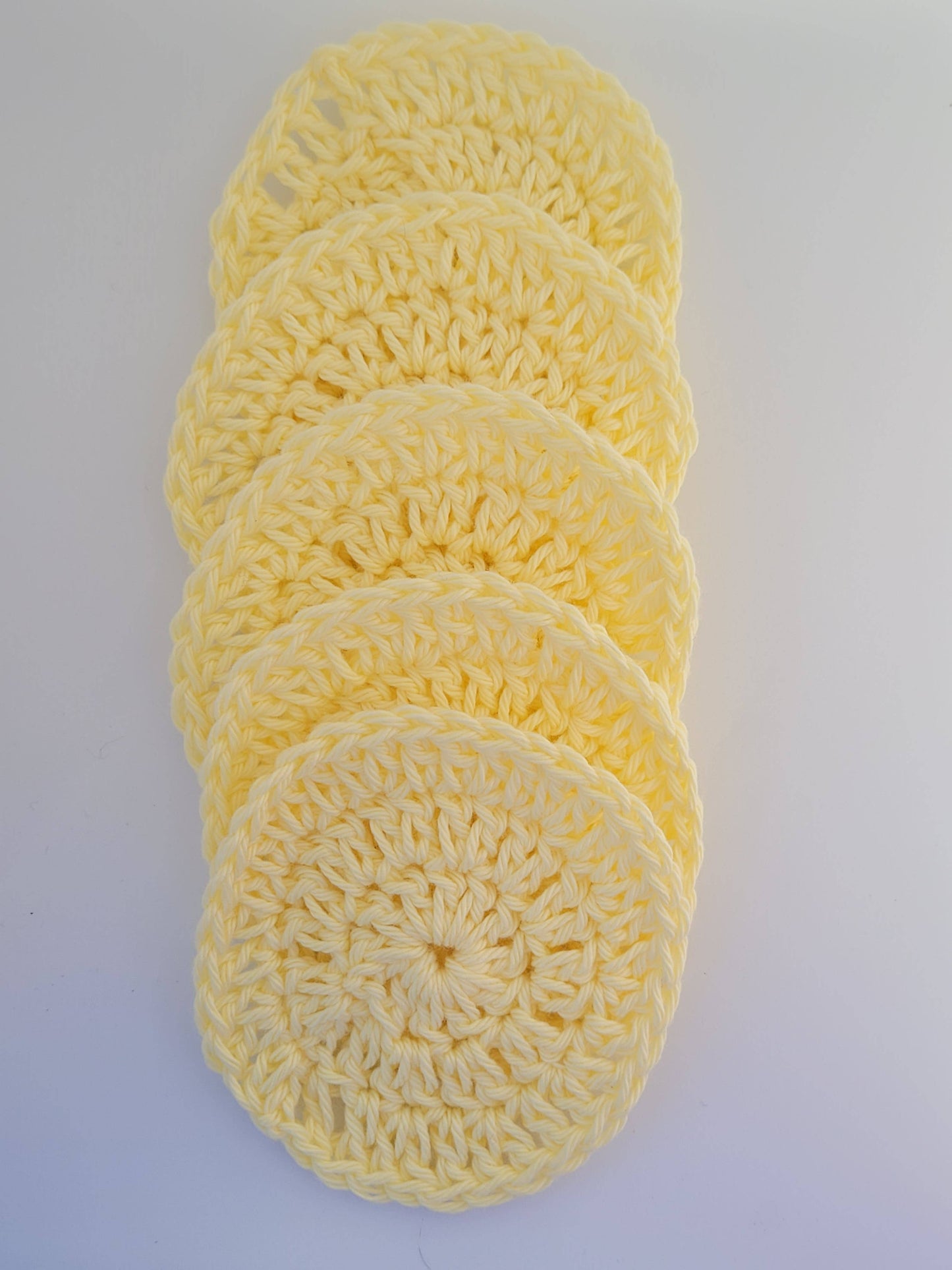 Divaspa cotton rounds Lemon Reusable Handmade Crochet cotton rounds- pack of 5