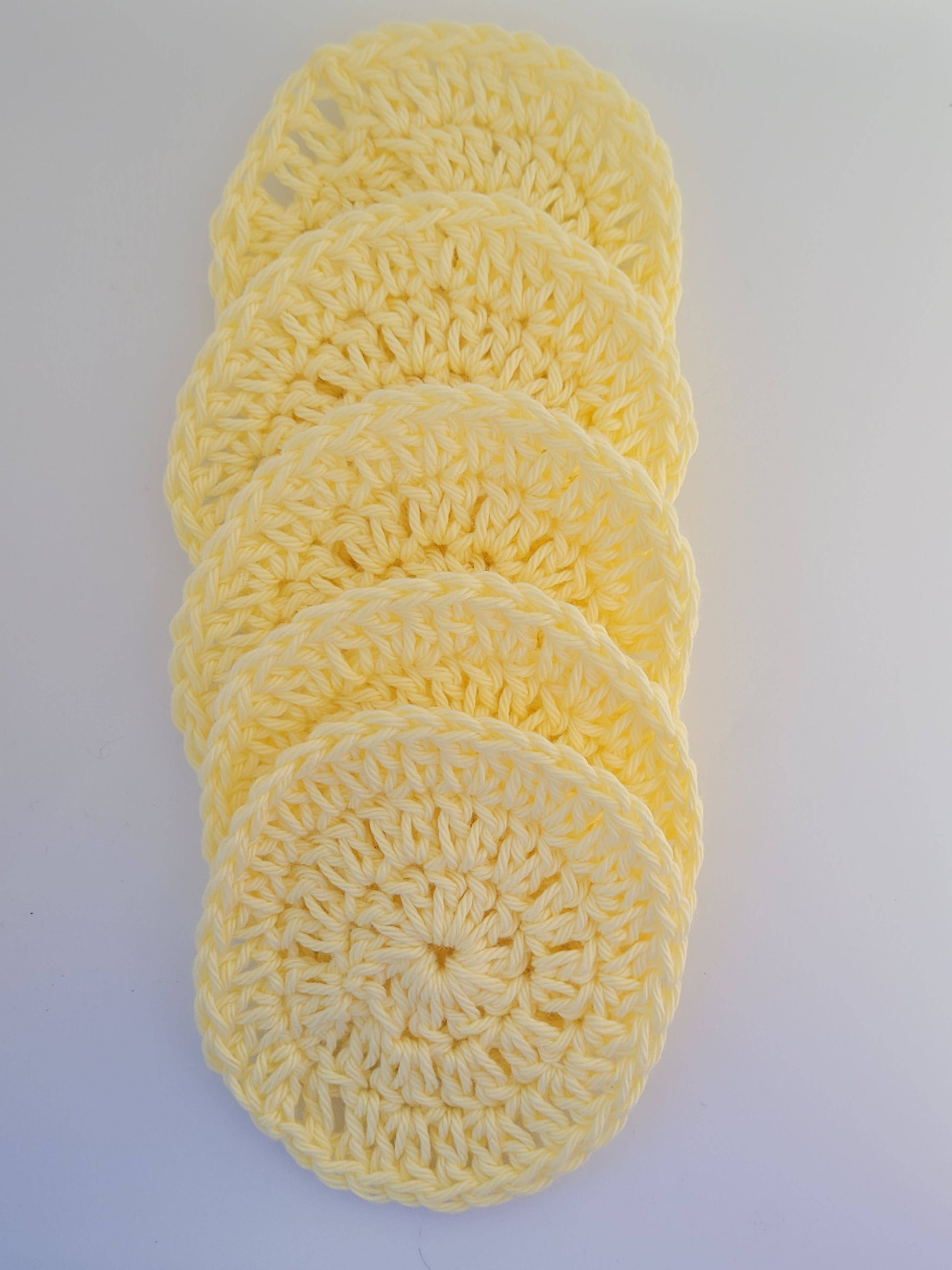 Divaspa cotton rounds Lemon Reusable Handmade Crochet cotton rounds- pack of 5