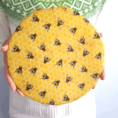 Honey Bee Good Food wraps Classic Set Of 3  Beeswax Food Wraps- Set Large, Medium, Small- Bee Design