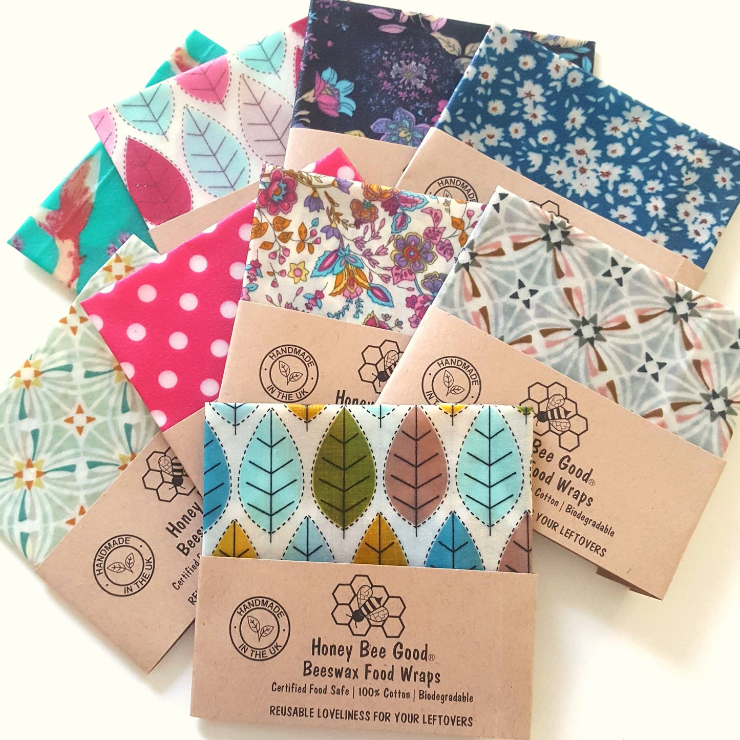 Honey Bee Good Set of 3 Lg, Med, Sm Pack of Three- Bargain Handmade Beeswax Food Wraps