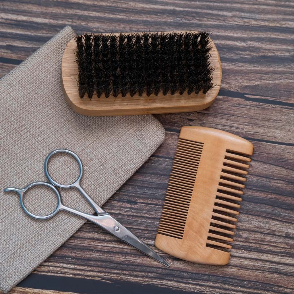 Jungle Culture Beard Comb Natural Wooden Beard Comb in Vegan Leather Pouch: Essential Beard Grooming Kit for Men