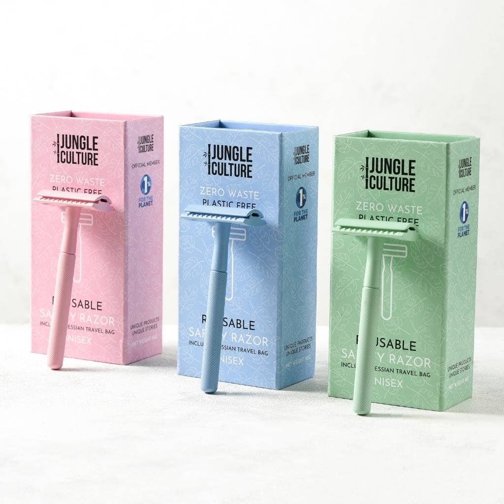 Jungle Culture shaving Eco-Friendly Pastel Safety Razors Gift Set