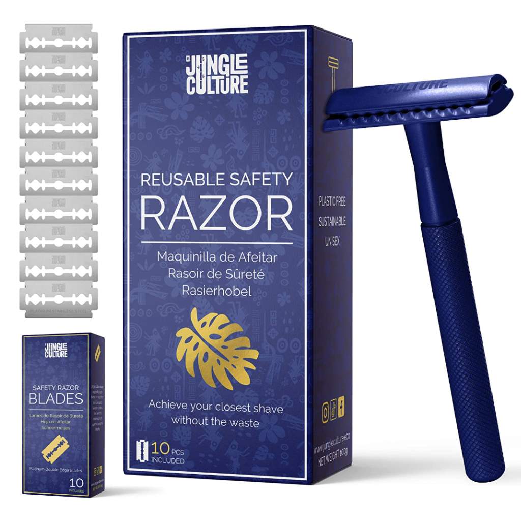 Jungle Culture shaving Sapphire Eco-Friendly Pastel Safety Razors Gift Set