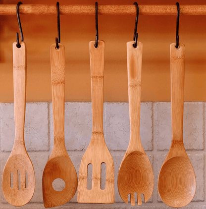 Jungle Culture Wooden Kitchen Utensil Set | Bamboo Cooking Tools & Gadgets