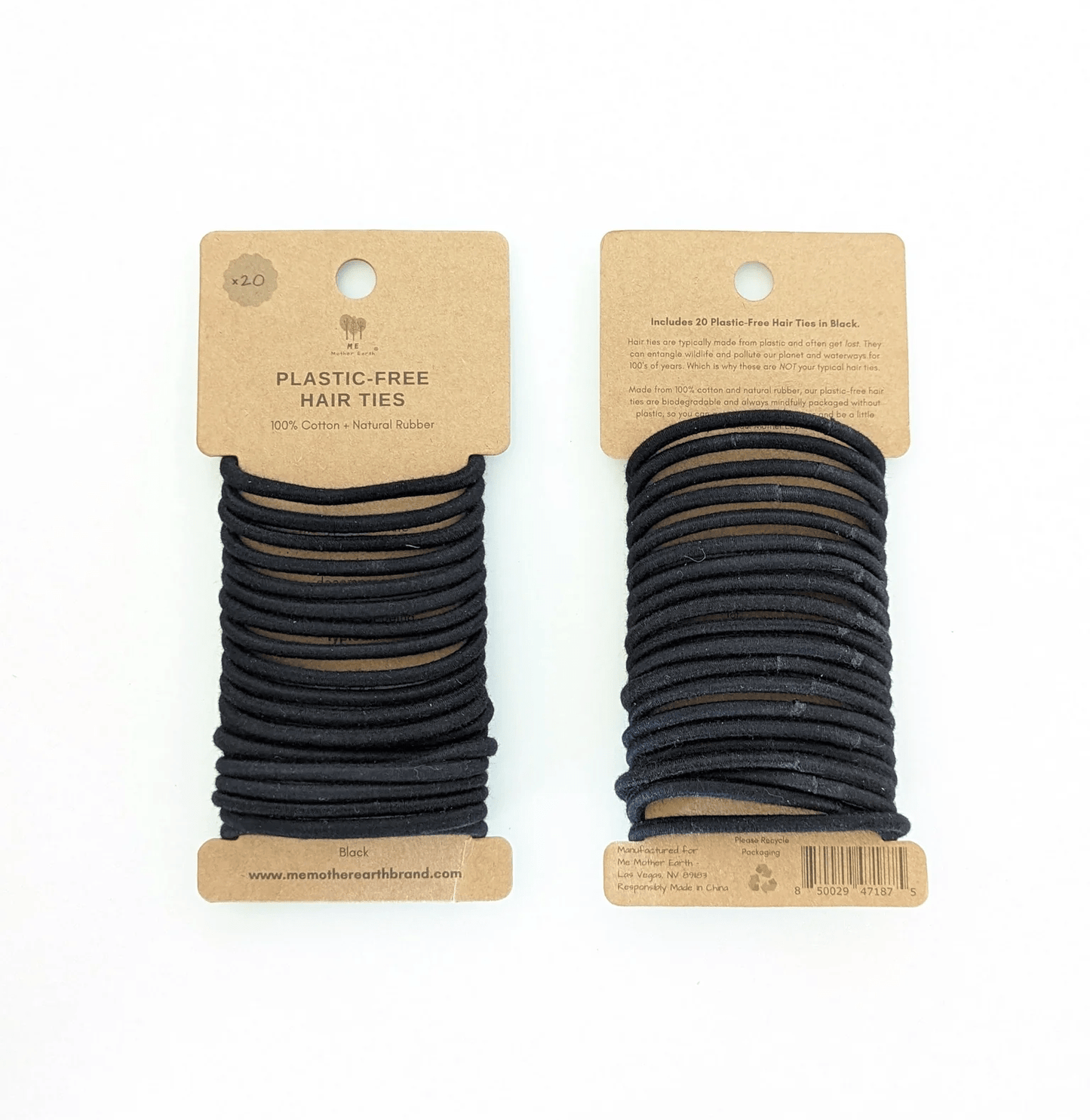 Me Mother Earth Hair ties Black Kind to Your Hair, Kind to Earth: 100% Cotton Hair Ties for Sustainable Style