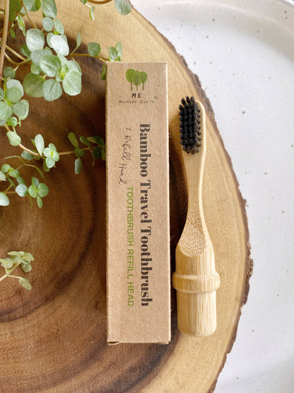 Me Mother Earth Replacement Toothbrush Head Only All-in-One Bamboo Travel Toothbrush with Replaceable Head