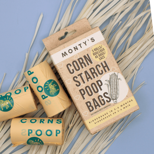 Monty's Bags pet bags Compostable Corn starch Poop Bags - 45 Bags (3 Roll Box)