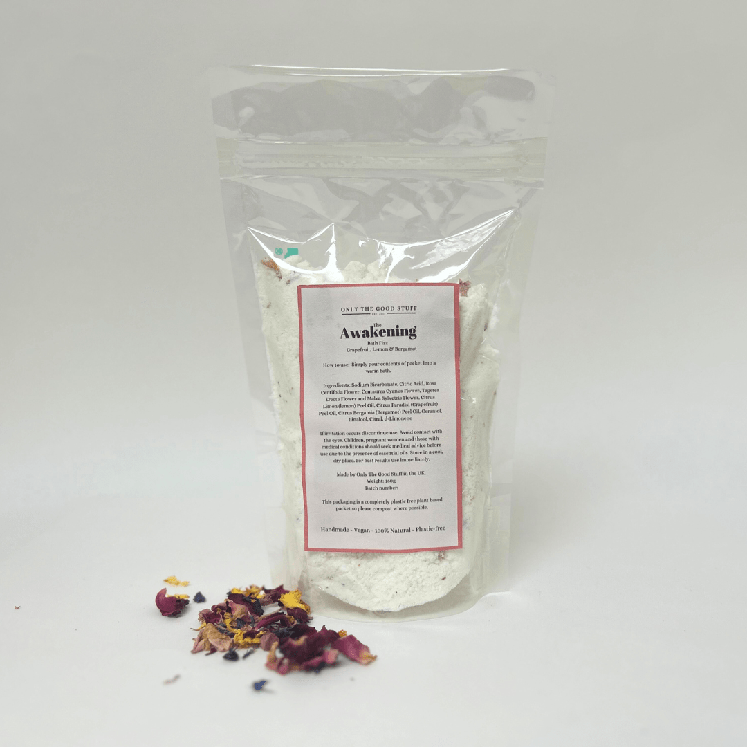 Only The Good Stuff Bath salts Awakening: Grapefruit, Lemon & Bergamot Bath Fizz Pouch- Natural & Plastic free