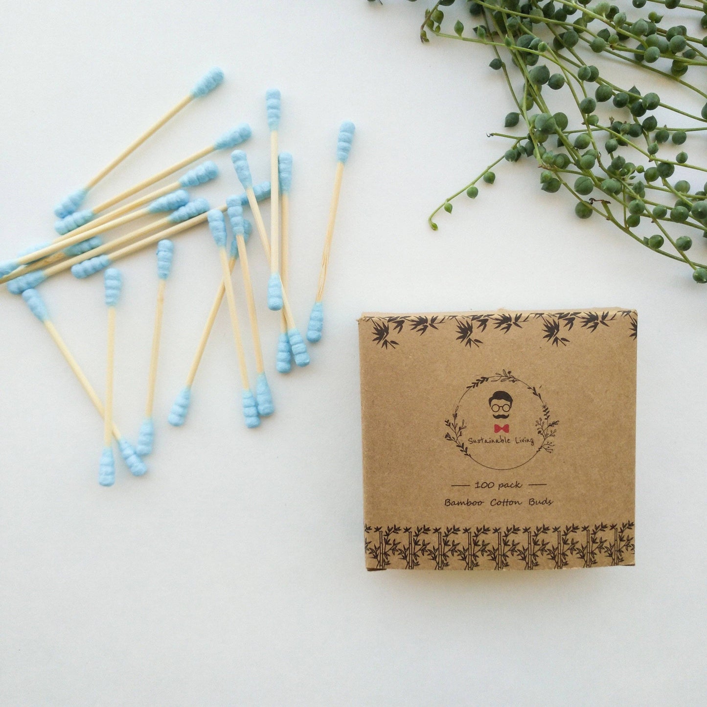 Smile Boutiques Cotton buds Blue Organic Bamboo Cotton Buds - Biodegradable (100 Pack)