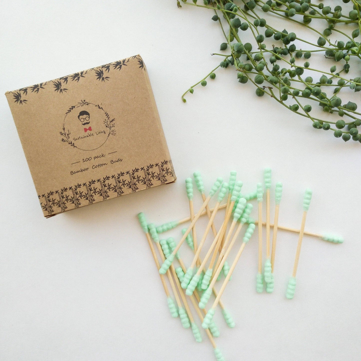 Smile Boutiques Cotton buds Green Organic Bamboo Cotton Buds - Biodegradable (100 Pack)