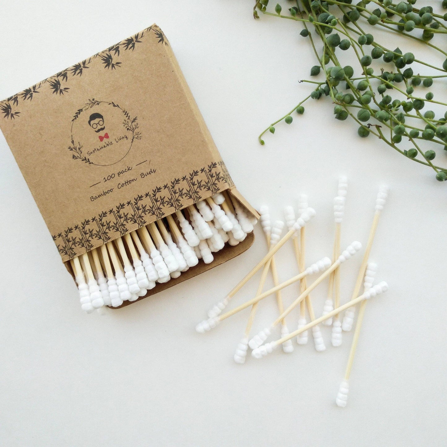 Smile Boutiques Cotton buds White Organic Bamboo Cotton Buds - Biodegradable (100 Pack)