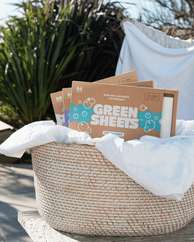 The Green Company Laundry 64 Loads / Fresh Linen - Non Bio Clean Green: Laundry Detergent Sheets for Eco-Friendly Washing